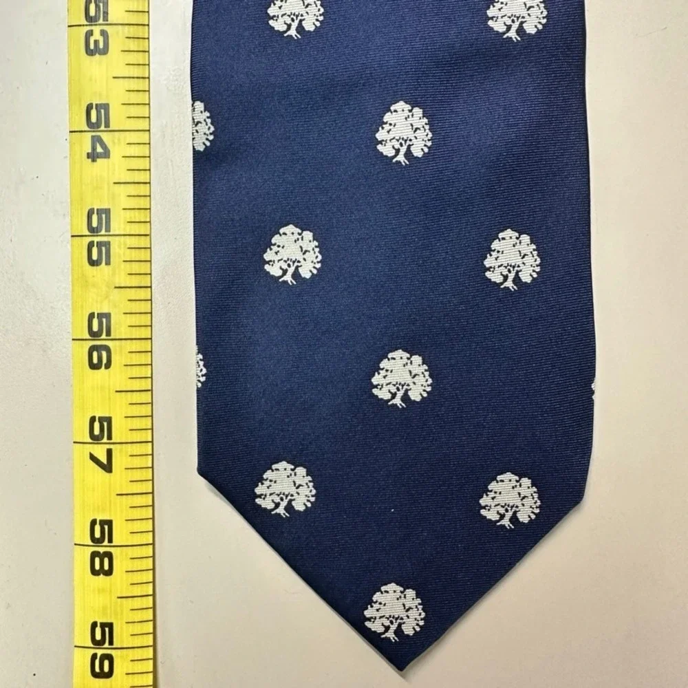 Menlo College Mens Silk Necktie Navy Blue Oak Tree Crest Collegiate Alumni Tie